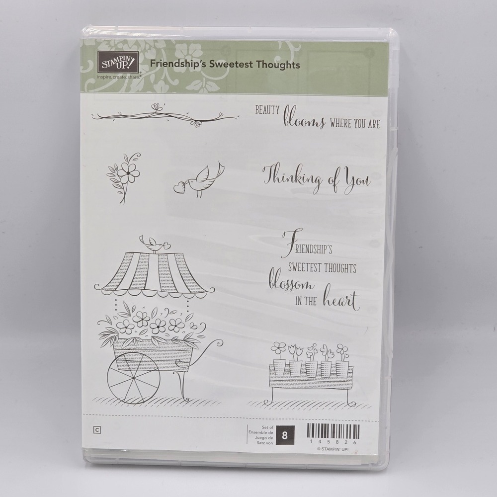 Stampin UP! Friendship's Sweetest Thoughts‎ Rubber Stamp Set Flowers Cart NEW